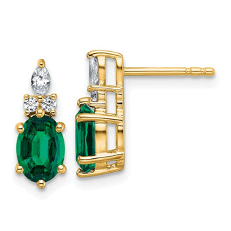 Shop Stylish 14K Gold Twisted Post Earrings with Emerald & Diamond Accents