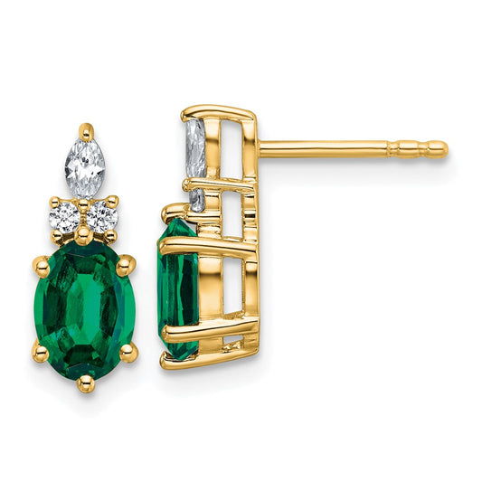 Shop Stylish 14K Gold Twisted Post Earrings with Emerald & Diamond Accents