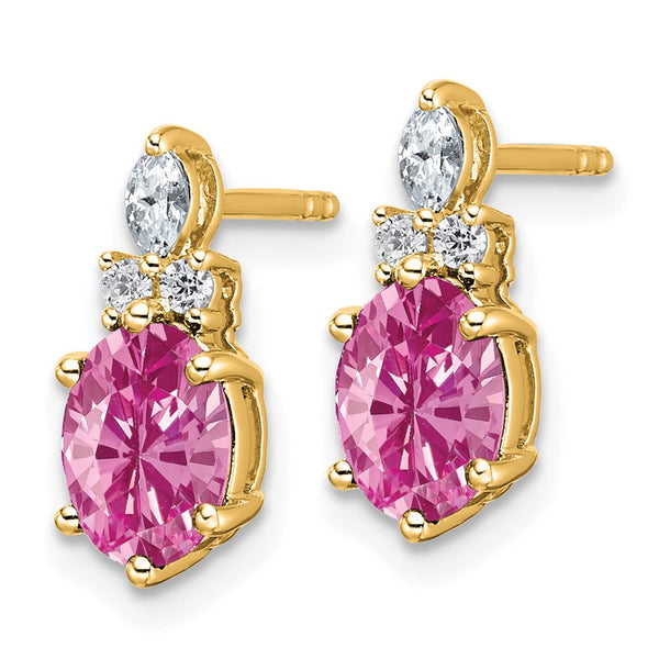 14K Gold Twist Earrings with Pink Sapphire & Diamonds