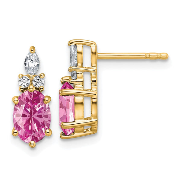 14K Gold Twist Earrings with Pink Sapphire & Diamonds