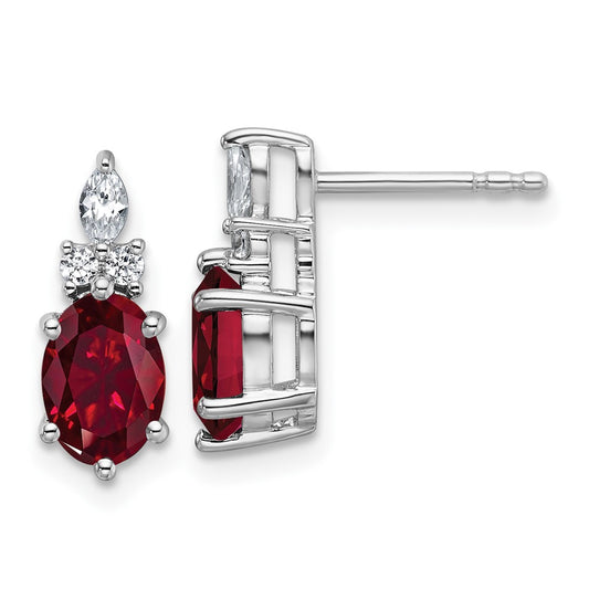 Buy Exclusive 14K White Gold Twisted Post Earrings with Diamonds & Rubies