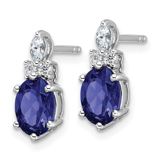 14K White Gold Twisted Earrings with Diamonds & Sapphires