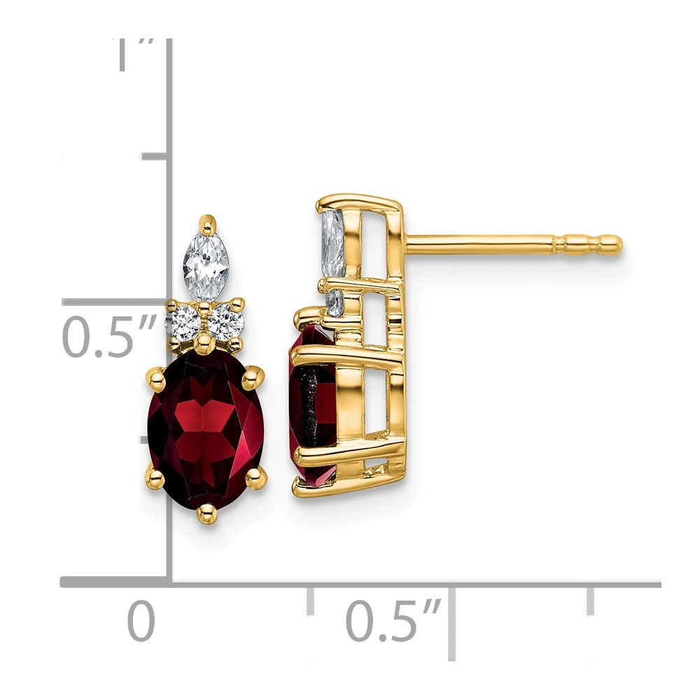 Buy Stylish 14K Gold Polished Twisted Post Earrings with Diamond & Garnet