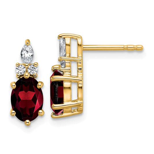 Buy Stylish 14K Gold Polished Twisted Post Earrings with Diamond & Garnet