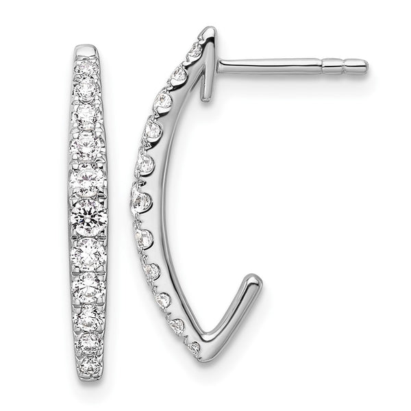 14K White Gold J-Hoop Earrings with 1/2 Carat VS DEF Diamonds