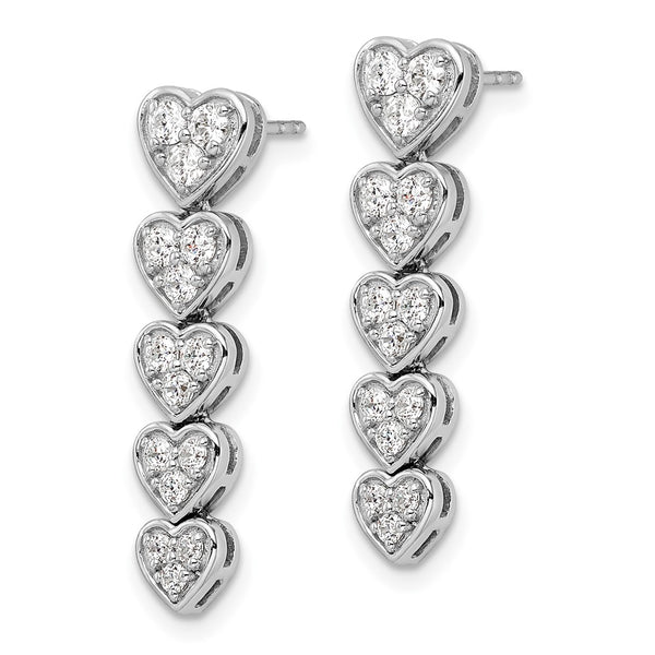 14K White Gold 1 Carat Heart-Shaped Lab Grown Diamond Earrings