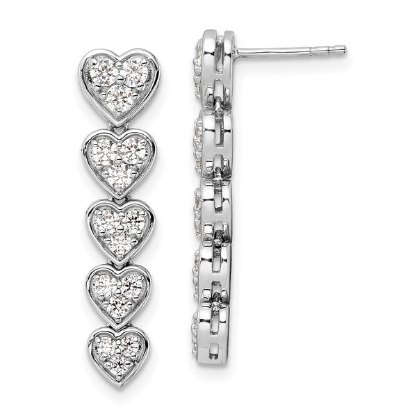 14K White Gold 1 Carat Heart-Shaped Lab Grown Diamond Earrings