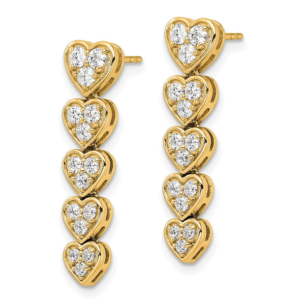 14K Heart-Shaped Lab Grown Diamond Dangle Earrings, 1 Carat