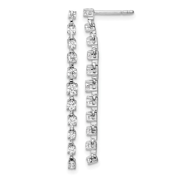 14K White Gold Dangle Earrings with 3/4 Carat Lab-Grown Diamonds