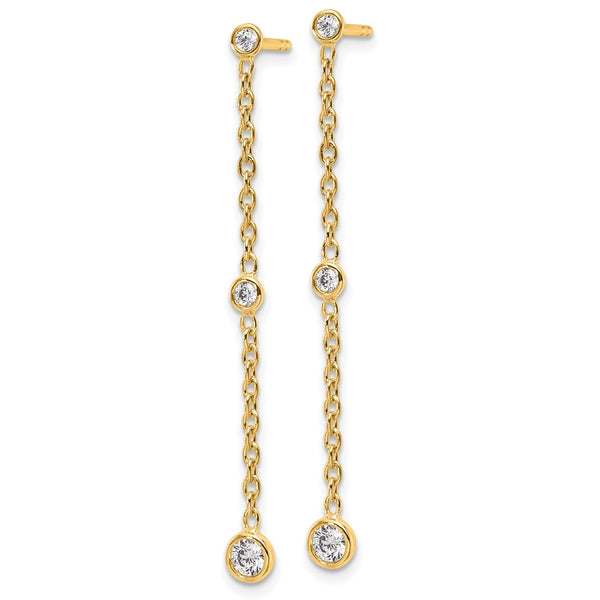 14K Gold Graduated Dangle Earrings with 1/3 Carat Lab-Diamond