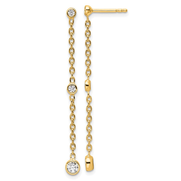 14K Gold Graduated Dangle Earrings with 1/3 Carat Lab-Diamond