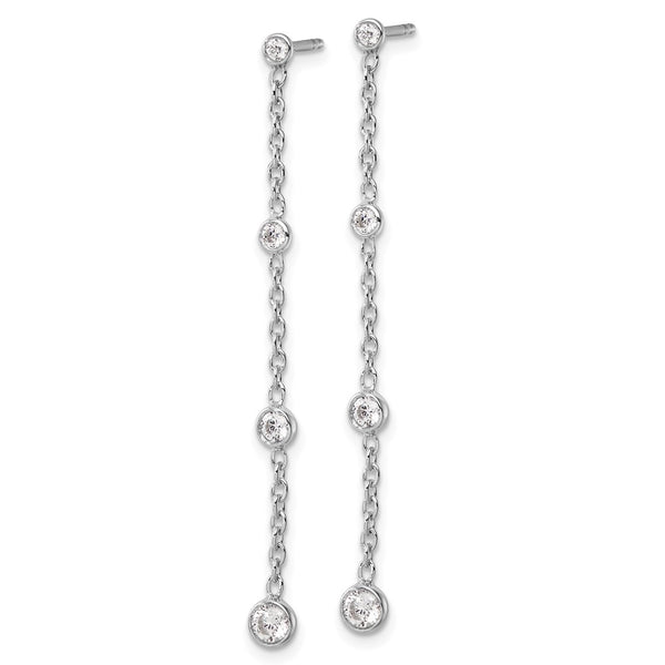 14K White Gold Graduated Dangle Earrings with 1/2 Carat Lab-Grown Diamonds
