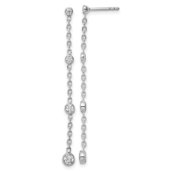 14K White Gold Graduated Dangle Earrings with 1/2 Carat Lab-Grown Diamonds
