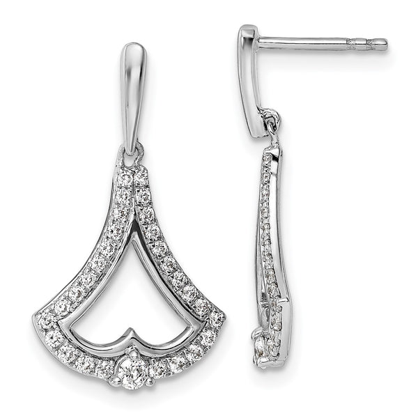 14K White Gold Diamond Drop Earrings - Style GR1-1004214