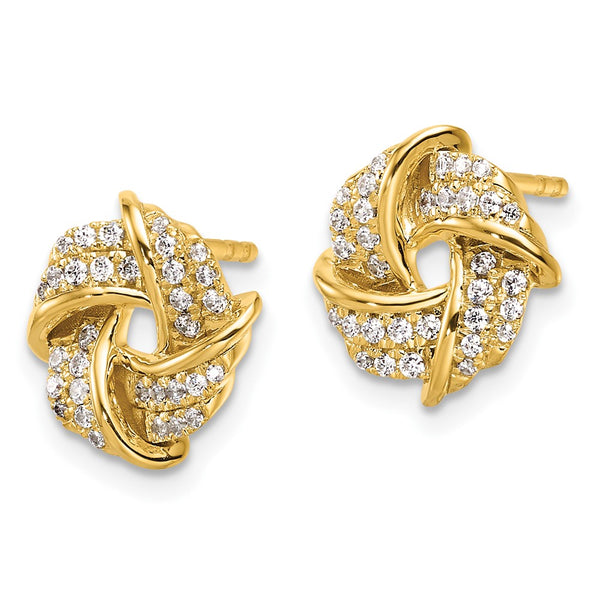 14K Gold Love Knot Earrings with 1/3 Carat Lab Grown Diamond