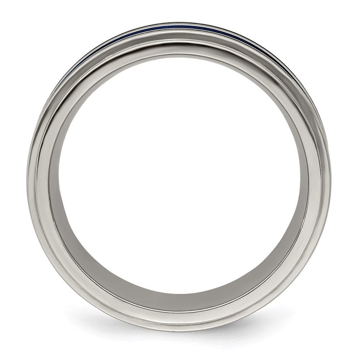 Exclusive Edward Mirell 8mm Titanium Band with Blue Anodized Grooves - Stylish and Affordable-2
