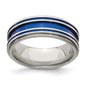 Buy Stylish Edward Mirell 8mm Titanium Band with Blue Anodized Grooves-5