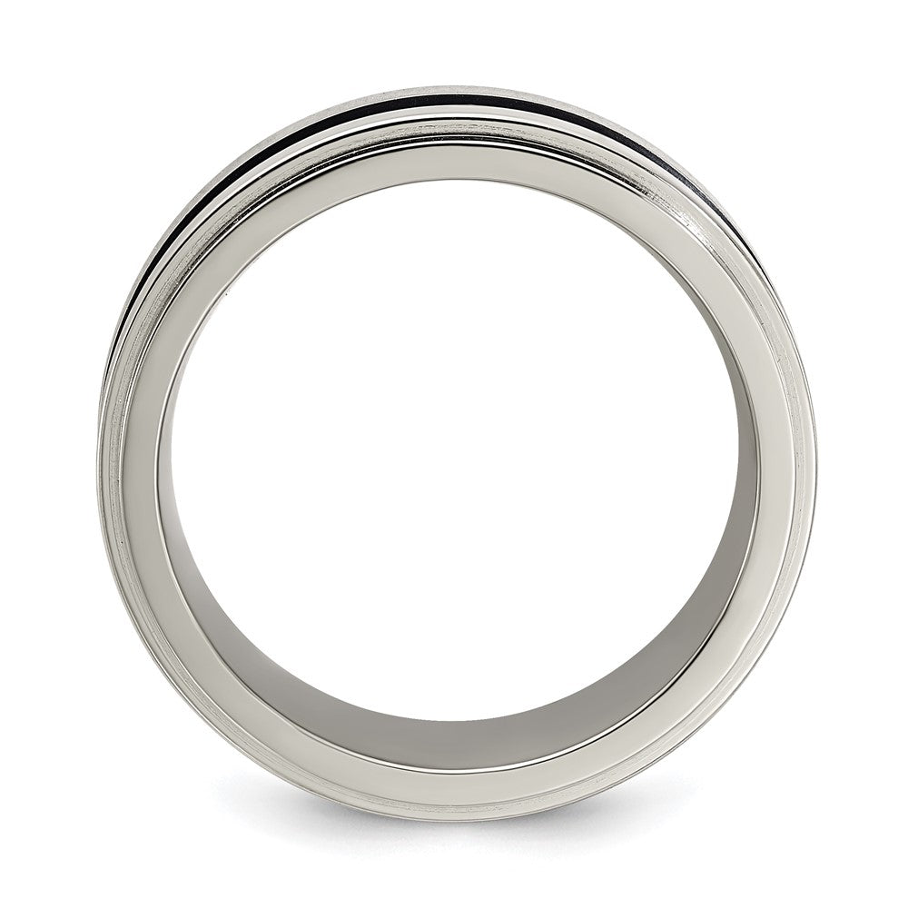 Buy Exclusive 8mm Gray Titanium Band with Blue Anodized Stripe - Stylish Design