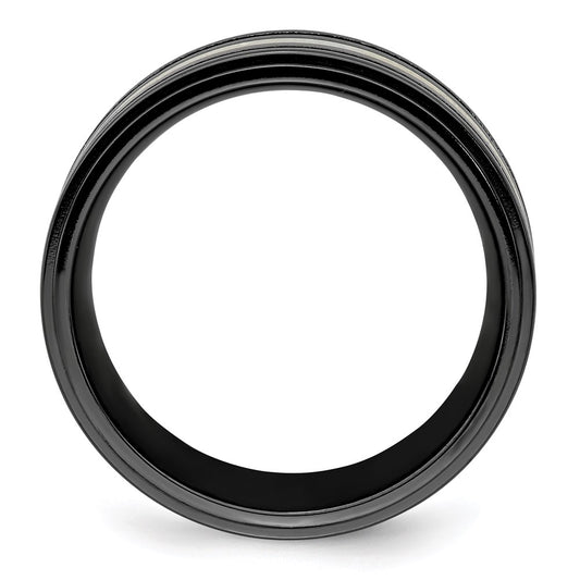 High-Quality Edward Mirell Black Titanium & Sterling Silver Ring - Stylish!