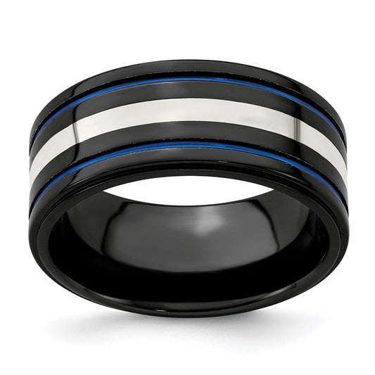 High-Quality Edward Mirell Black Titanium & Sterling Silver Ring - Stylish!