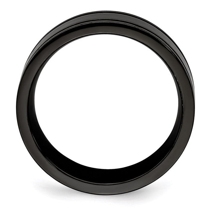 Exclusive Black Titanium Flat Band 8mm with Blue Anodized Grooves - Stylish Value-2