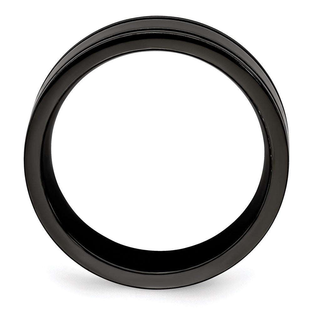 Exclusive Edward Mirell 8mm Black Titanium Band with Blue Grooves - Stylish Value