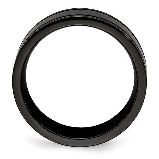 Buy Exclusive Edward Mirell 8mm Black Titanium Band with Blue Grooves