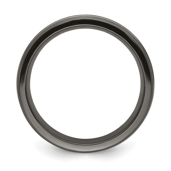Edward Mirell 7mm Black Titanium Ring - Textured Lines