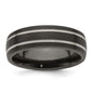 Order Edward Mirell 7mm Black Titanium Textured Lines Band - Stylish Luxury-1