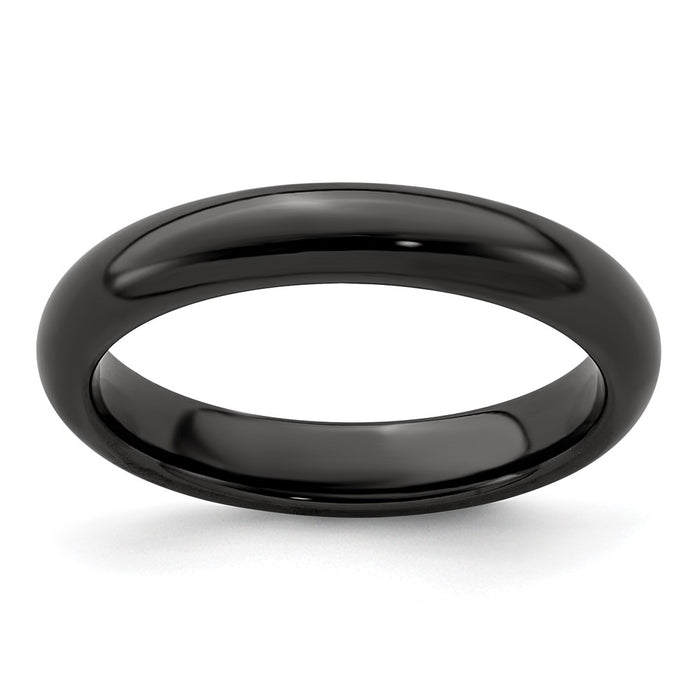 High-Quality Edward Mirell Polished Black Titanium 4mm Domed Band - Stylish Value-1