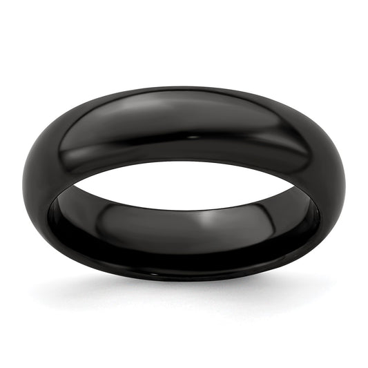 Buy Stylish 6mm Domed Band in High-Quality Polished Black Titanium