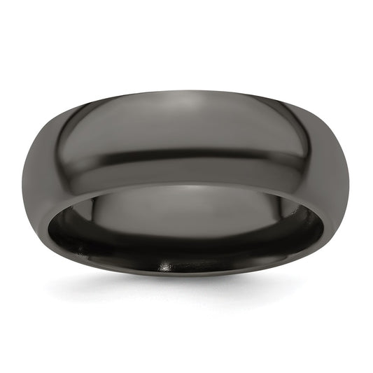 High-Quality Edward Mirell 8mm Domed Band in Polished Black Titanium - Stylish Luxury