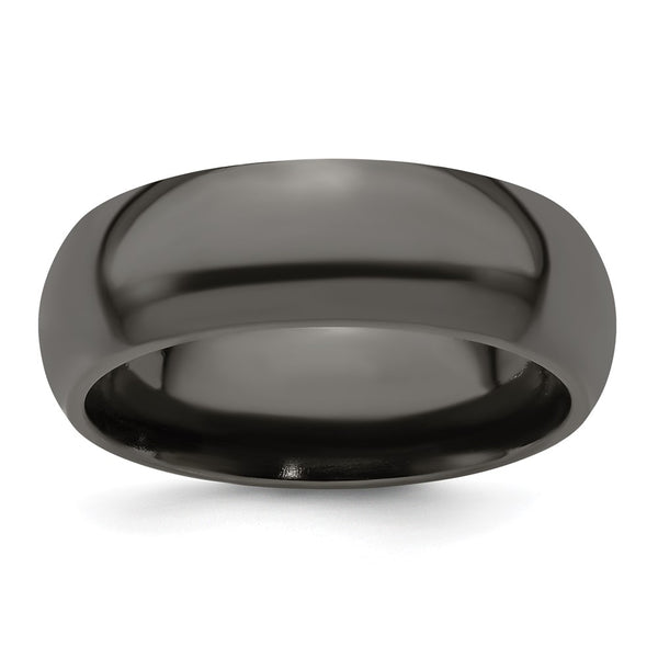 Edward Mirell 8mm Polished Black Titanium Domed Band