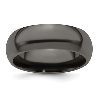 Buy Stylish Edward Mirell 8mm Polished Black Titanium Domed Band - Luxury Value