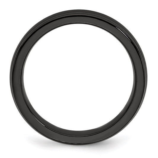 Buy Stylish Edward Mirell Black Titanium 4mm Band - Exclusive Grooved Edges
