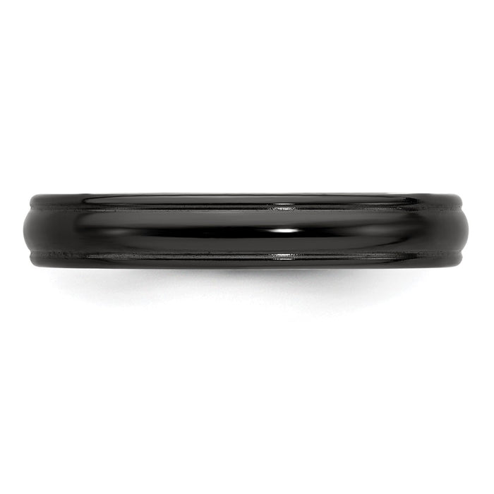 Buy Stylish Edward Mirell Black Titanium 4mm Band - Exclusive Grooved Edges-3