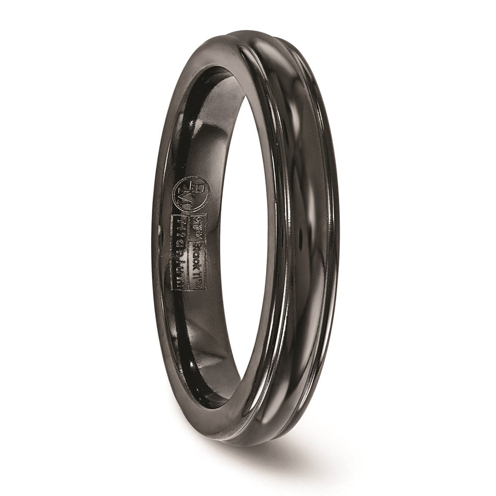 Buy Edward Mirell 4mm Black Titanium Triple Domed Grooved Edge Band - Stylish!