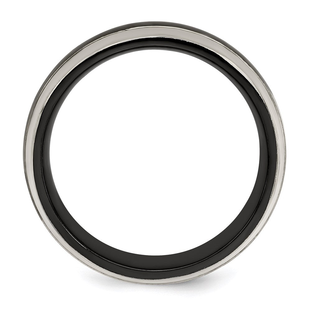 Buy Stylish Edward Mirell Polished Black Titanium 7mm Domed Band - Luxury Design