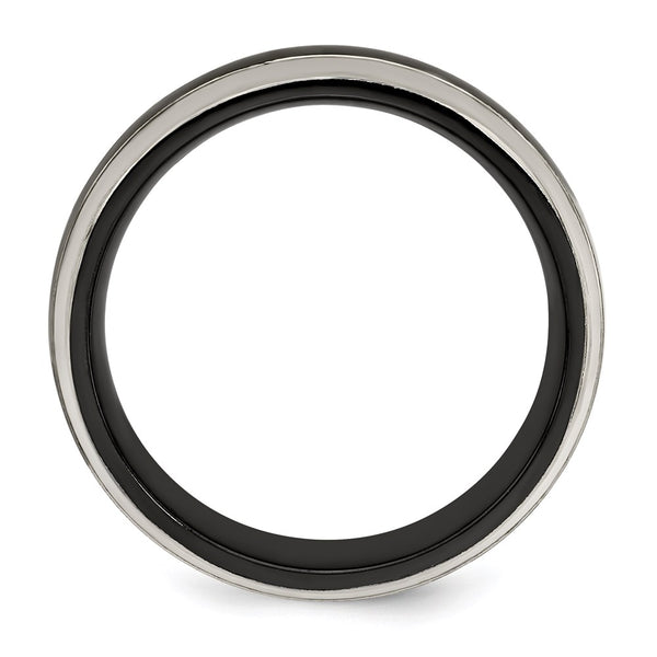 Edward Mirell Polished Black Titanium 7mm Domed Band