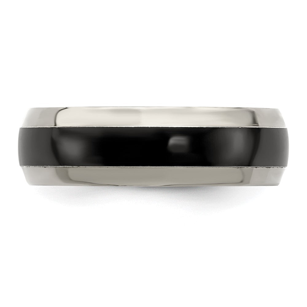 Buy Stylish Edward Mirell Polished Black Titanium 7mm Domed Band - Luxury Design