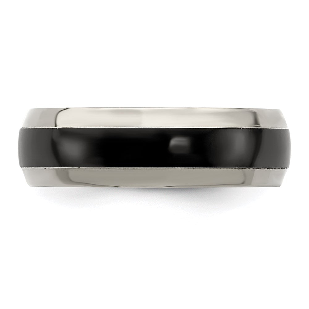 Buy Stylish Edward Mirell Polished Black Titanium 7mm Domed Band - Luxury Design