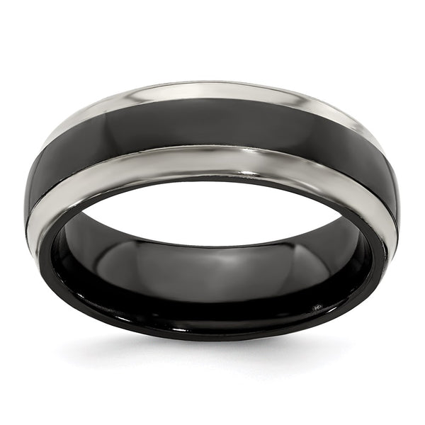 Edward Mirell Polished Black Titanium 7mm Domed Band