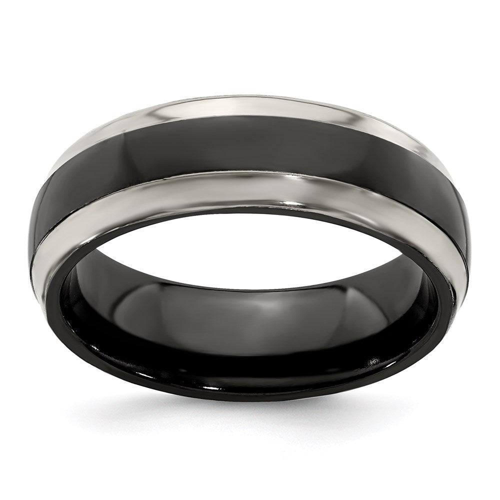 Buy Stylish Edward Mirell Polished Black Titanium 7mm Domed Band - Luxury Design