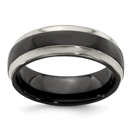 Buy Stylish Edward Mirell Polished Black Titanium 7mm Domed Band - Luxury Design