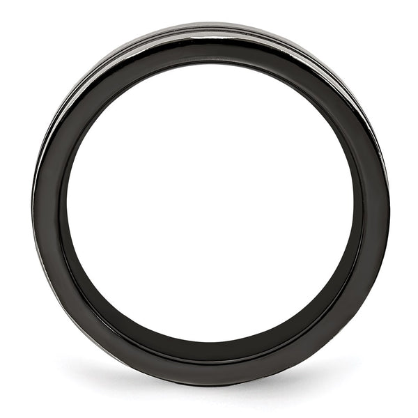 Edward Mirell 6mm Flat Band in Grey Titanium & Black Groove