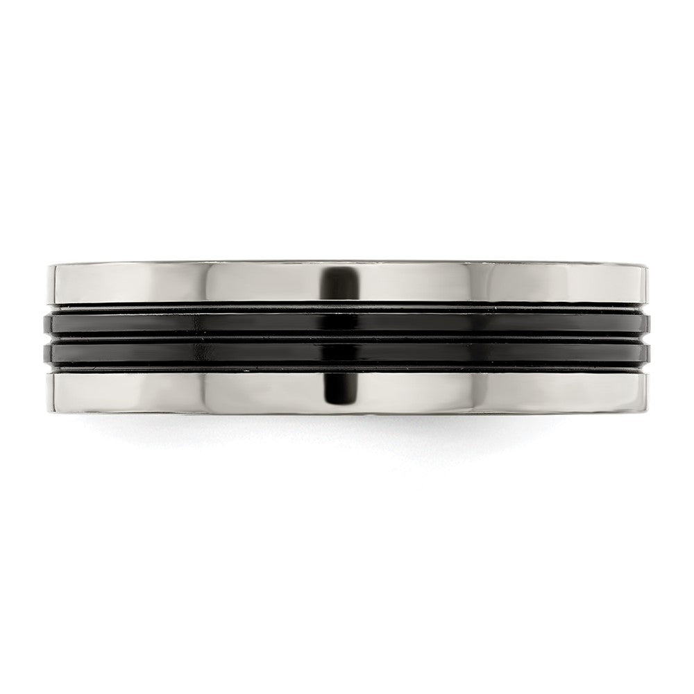 High-Quality Edward Mirell 6mm Grey Titanium Band with Black Groove - Stylish!