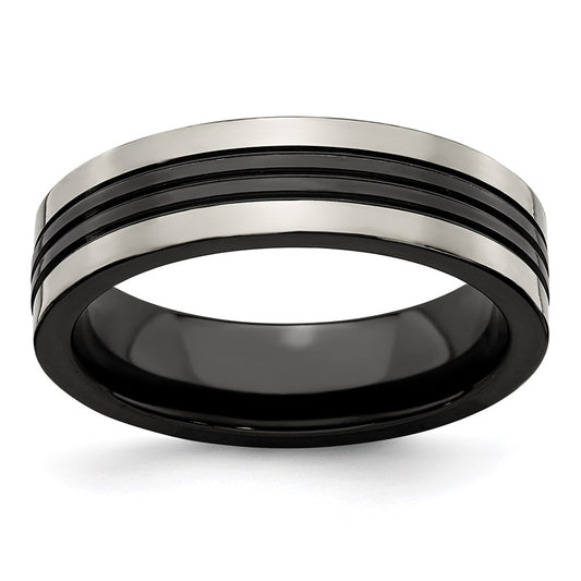 High-Quality Edward Mirell 6mm Grey Titanium Band with Black Groove - Stylish!