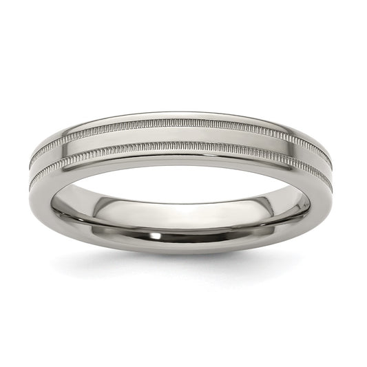 Buy Edward Mirell 4mm Titanium Flat Band, Size 9.5 - Stylish Milgrain Detail