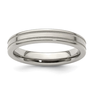 Buy Edward Mirell 4mm Titanium Flat Band, Size 7.5, Stylish Milgrain Finish