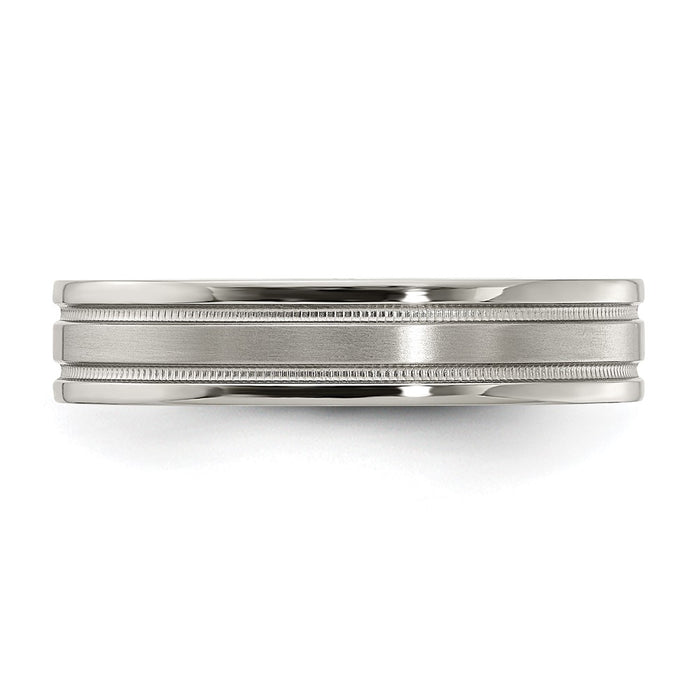 High-Quality Edward Mirell 5mm Titanium Flat Band, Size 10 - Stylish Milgrain Detail-3